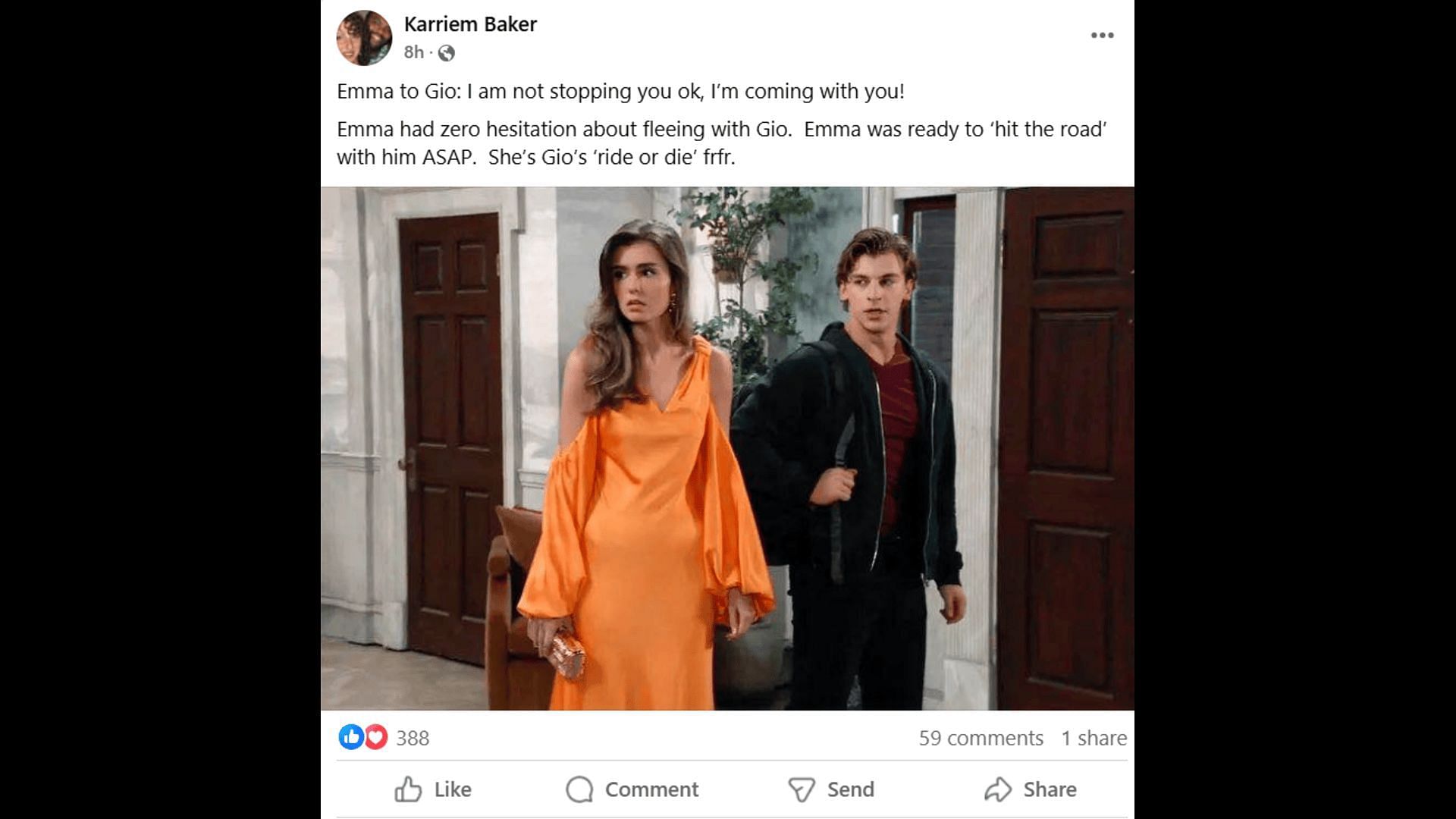 A Facebook post about Emma and Gio (Image via Facebook/General Hospital Fans - Official)